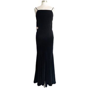 Fame & Partners Black Velvet Draped Back Gown Sz 4